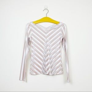 & Other Stories Beige Striped Suede Long Sleeve Top Size 2
